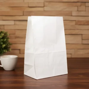 Custom White Kraft Paper Takeaway Bags for Restaurant, Fast Food, and Coffee, Food-Grade