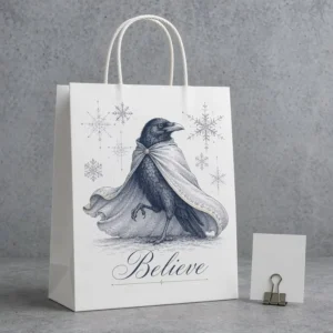 Custom White Kraft Recycled Christmas-Themed Paper Bags