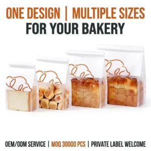 Custom White Paper Artisan Bakery Gift Bag with Roll-Top Seal, Half-Transparent Window, Damp-Proof and Food-Safe Design