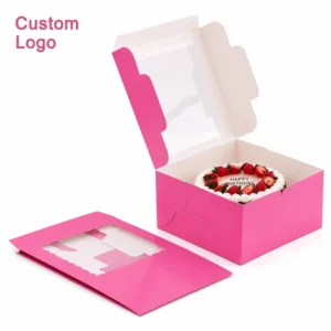 Custom White Paper Cake Box with Window Eco-Friendly Paperboard Cardboard Gift Packaging Box