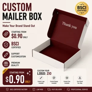 Custom White Paper Corrugated Mailer Box with Printed Interior for Gift Packaging