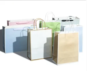 Custom White Paper Kraft Shopping Gift Bag with Logo Digital Printing for Wallet Use Black and White Paper Design