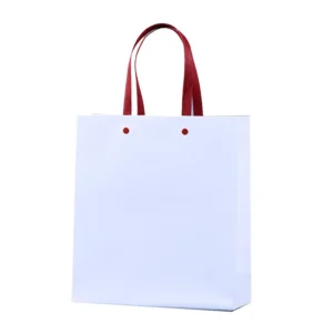 Custom White Paper Shopping Bags with Handles for Gift Packaging