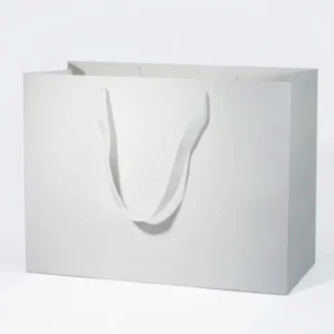 Custom White Paper Shopping Gift Bag With Ribbon Handle