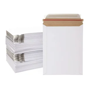 Custom White Rigid Kraft Cardboard Mailer Envelope for Gift Cards Invitations Photos Documents