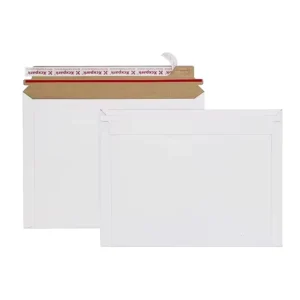 Custom White Rigid Kraft Paperboard Mailer Envelope for Gift Cards, Invitations, Photos, and Files
