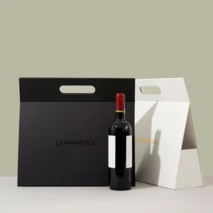 Custom Wine Gift Box Foldable Biodegradable Cardboard Packaging with Gold Foil Logo for Retail Wine Shops