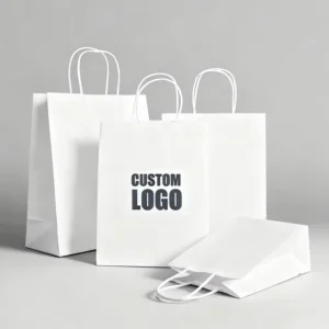 Custom logo Fast Food Takeaway Shopping Bags Jewelry Clothing Gift Packaging Small Business White Kraft Paper Bags