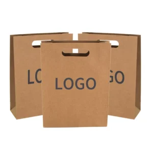 Customised Plain Takeaway Paper Bag Eco-Friendly Recycled Brown Kraft Paper Takeout Bag With Logo for Fast Food