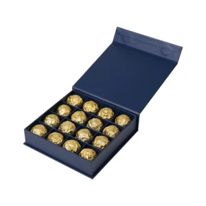Customizable 16-Piece Matte Finish Chocolate Box with Magnetic Closure, Cushion Pad, and Paper Compartment Divider