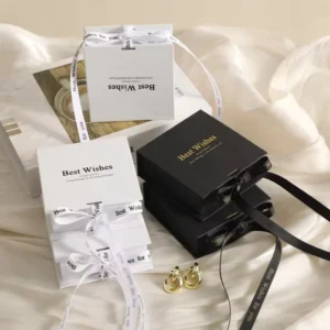 Customizable 2mm Rigid Paperboard Gift Box Set for Jewelry Watch Storage Embossing Rectangle Shape Glossy Lamination Bow Ribbon