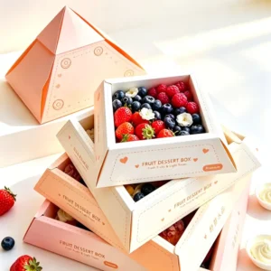 Customizable 4-Compartment Dessert Box with Dividers for Cake Pastry Bakery Snacks and Sweets Pyramidal Paper Box