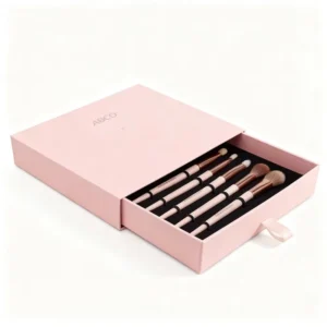 Customizable Cardboard Makeup Brush Packaging Drawer Box with Embossing and Matte Lamination