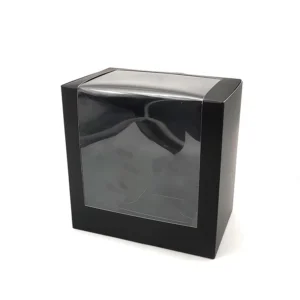 Customizable Color Art Paper Baseball Cap Box with Matte Lamination, Embossing and Clear Window, Rigid Gift Packaging