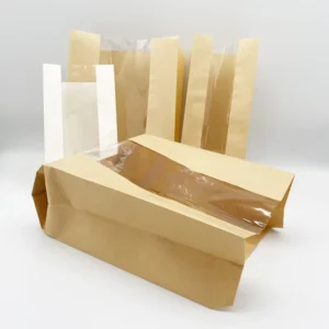 Customizable Design Eco friendly Recycled Materials Durable Kraft Paper Rectangle Bag with Window for Food Packaging