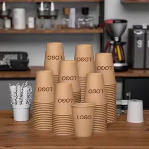 Customizable Disposable Paper Ice Cream Coffee Cup with Lid China Paper Cup for Takeout Tea and Coffee