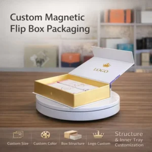 Customizable High End Eco Friendly Rigid Paperboard Recycled Materials Book Shaped Flip Gift Box Magnetic Closure Cosmetic