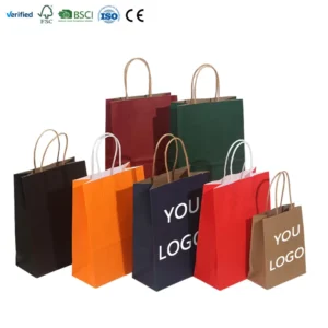 Customizable Kraft Paper Gift Bags with logo Printing Packaging for Food Shopping and Storage Takeaway Kraft Paper Bags