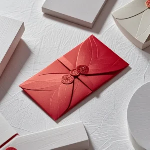 Customizable Red Mailing Paper Bags with Embossed Logo and Chinese New Year Money Envelope Design