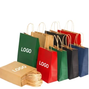 Customized Brown Kraft Paper Bag Solid Color Kraft Bag With Twisted Paper Handle Reusable Shopping Bag For Gifts Clothes Packing