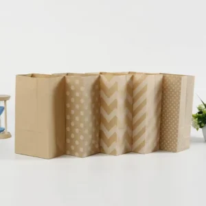 Customized Creative Snack Packaging Kraft Paper Disposable Square Bottom Fast Food Takeaway Bag Ribbon Handle Offset Printing