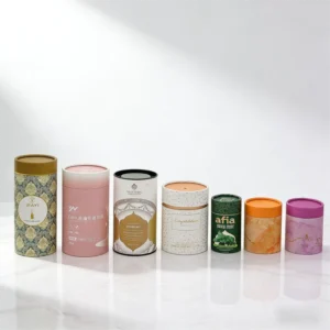 Customized Cylinder Gift Paper Box Tube Canister for Whisky and Wine Bottle Packaging Recyclable Matte Lamination