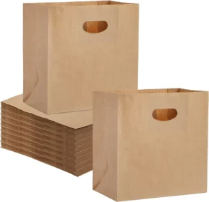 Customized Die Cut Shopping Restaurant Kraft Carry Paper Bag for Fast Food Take Away