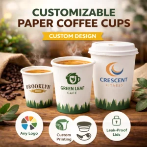 Customized Disposable Coffee Cups High GSM Eco Friendly Water Based Coating Hot Drink Single Wall 6oz 8oz 10oz 12oz