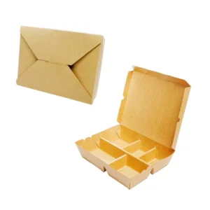 Customized Eco-Friendly Biodegradable Food-Grade Kraft Paper Divider Salad Takeaway Box