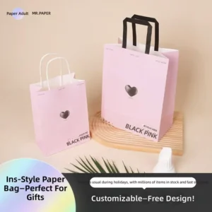 Customized Eco Friendly Biodegradable Kraft Paper Bags Luxury Tote & Takeaway Gift Bags for Milk Tea Coffee Desserts