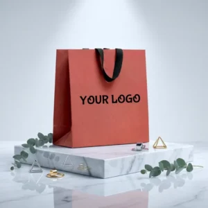 Customized Eco-Friendly Clothing Kraft Paper Shopping Bag with Ribbon Handles and Printed Logo