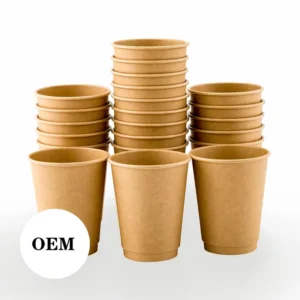 Customized Eco-Friendly Disposable Double-Wall Biodegradable Paper Cup with Lid for Coffee Takeaway