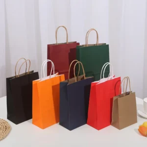 Customized Eco Friendly Kraft Paper Bags with High Quality Own Logo Design for Takeaway Food Packaging LOGO Printing
