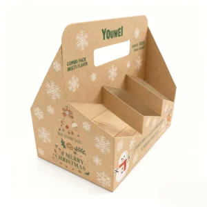 Customized Foldable Biodegradable Paper Beverage Box with Handle and Digital Printing
