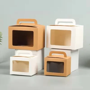 Customized Foldable Kraft and Ivory Paper Gift Box with Transparent PVC Window