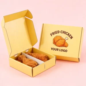 Customized Foldable Recyclable Cardboard Paper Fried Chicken Takeaway Box with Logo and Oil-Proof Packaging