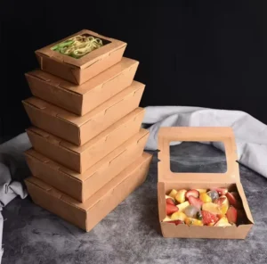 Customized Food-Grade Kraft Paper Recyclable Eco-Friendly Disposable Portable Brown French Fried Chicken Sushi Box