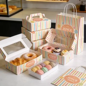 Customized Food Grade Macaron Donut Pastry Bakery Paper Cupcake Packaging Box Cake Donut Bakery Packaging Boxes