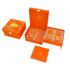 Customized Food-Grade Mooncake Box Packaging with Ribbon Size L