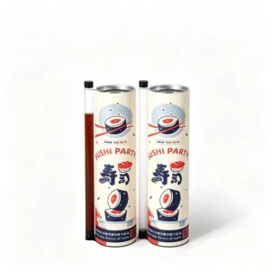 Customized Food Grade Plastic-Lined Round Paper Tube Container for Sushi Takeaway
