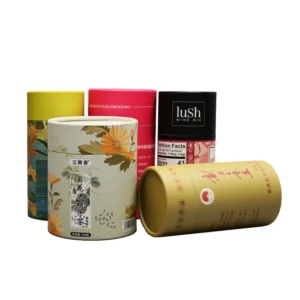 Customized Food Grade Rectangle Cardboard Tea Packaging Can Paper Tube Canister Recyclable Glossy Lamination