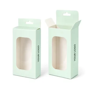 Customized Hanging Hole Window Packaging Box, Environmentally Friendly White Card Paper with Hooks