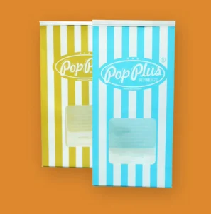 Customized Kraft Bread Paper Bag With Window Popcorn Food Packaging Paper Bag With Window