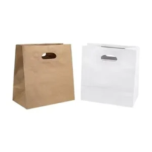 Customized Kraft Paper Packaging Bags with Handle for Chocolate Cookies Popcorn Boxes Recycled Materials Flexographic Printing