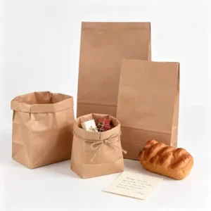 Customized Kraft Paper Shopping Bags Recyclable Brown Paper Takeaway Food Packaging Bags