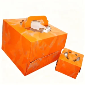 Customized Logo Birthday Cake Box Cardboard Cupcake Pastry Bakery Cake Paper Box Packaging with Handle Window