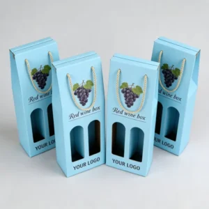 Customized Logo Design Printed Paper Box Recyclable Handheld Wine Gift Box Kraft Paper Corrugated Red Wine Bottle Packaging Box
