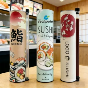 Customized Logo Design Printing Food Grade Round Sushi Paper Push Pop Tubes Biodegradable Rolls Packaging Box