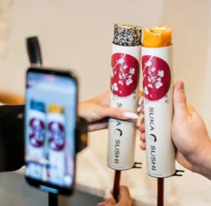 Customized Logo Design Printing Food Grade Round Sushi Paper Push pop up Tubes Biodegradable Rolls Packaging Box