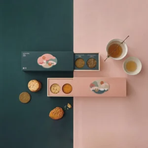 Kotak Makanan Kertas Karton Sekali Pakai dengan Logo Kustom untuk Masakan Cina Kue Bulan